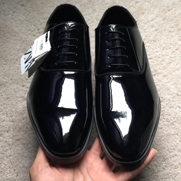 Zara Man Black Patent Finish Dress Shoes - Picture 9 of 11